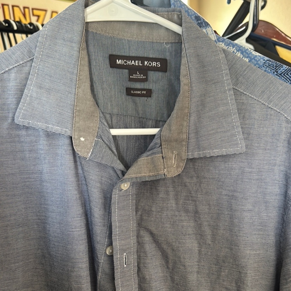 Michael Kors Blue Casual Button Down Shirt